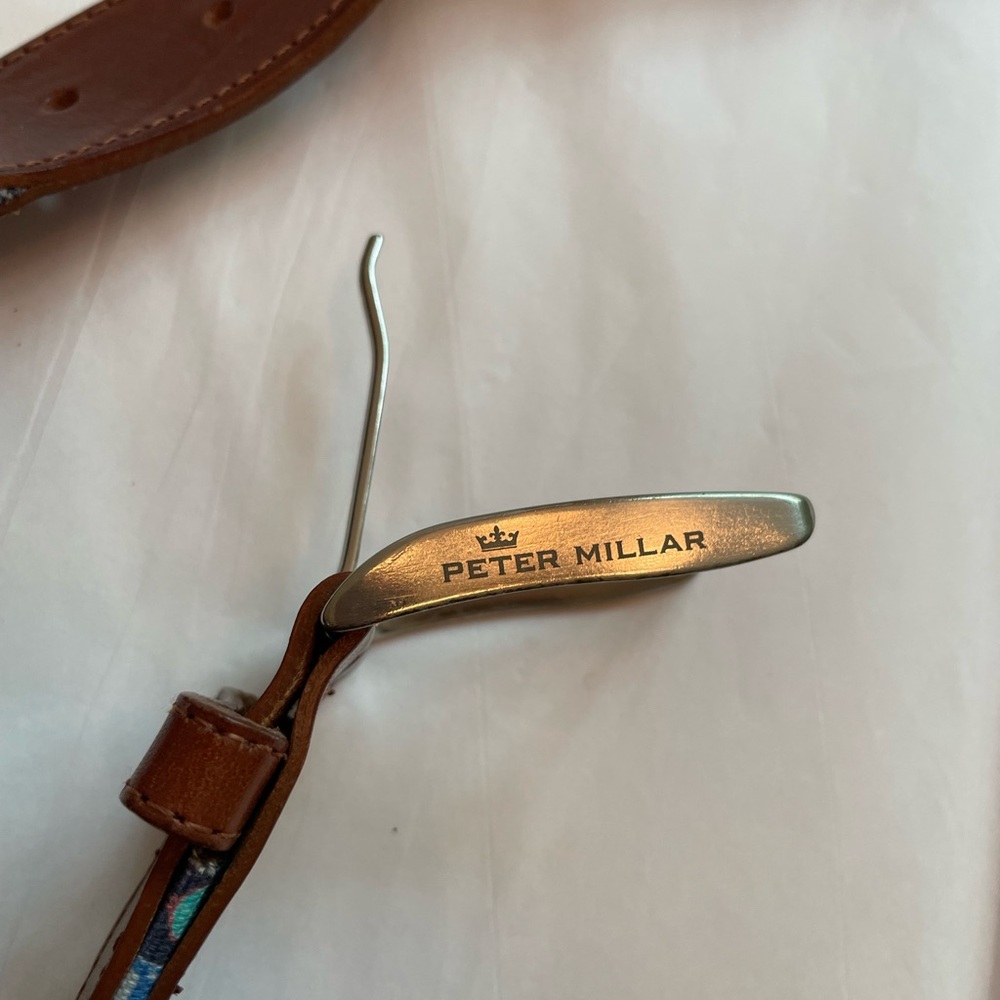 Peter Millar Brown And Multicolor Patterned Belt - image 3